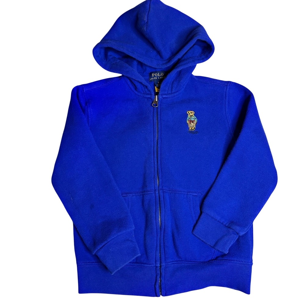 Polo Ralph Lauren Kids Polo Bear‎ Full Zip Hoodie Blue Youth 5